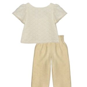 Completo blusa ricamata e pantalone
