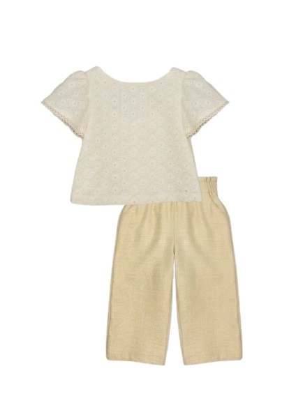 Completo blusa ricamata e pantalone