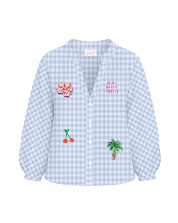 C11FE91F9608F1993595B6090C69274E_ Camicia vichy con applicazioni