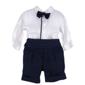 Completo camicia, papillon e bermuda in lino