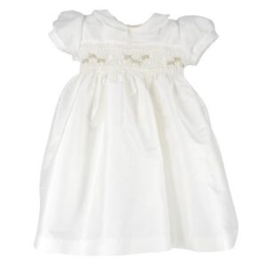 Vestito mezza manica con ricamo punto smock
