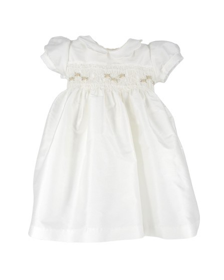 Vestito mezza manica con ricamo punto smock