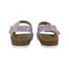Sandalo in eco pelle laminata e pois con fibbia e velcro