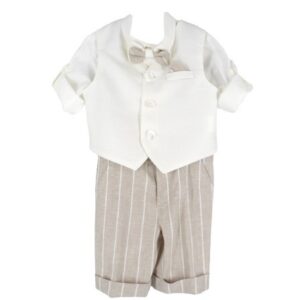 Completo gilet, camicia, papillon e bermuda