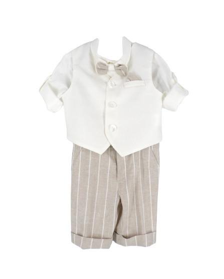 Completo gilet, camicia, papillon e bermuda