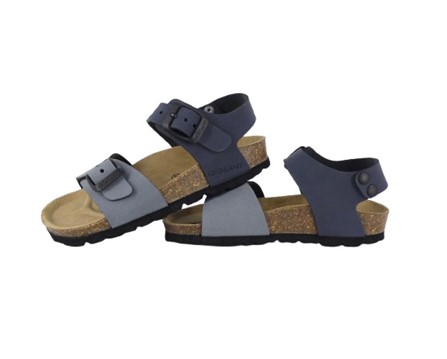 Sandalo in eco pelle bicolor con doppia fibbia