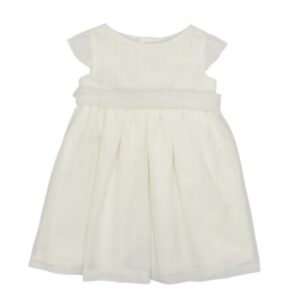 Vestito con con pizzo valenciennes e maniche ad aletta