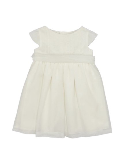 Vestito con con pizzo valenciennes e maniche ad aletta