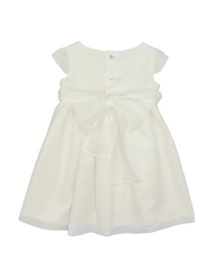 Vestito con con pizzo valenciennes e maniche ad aletta