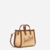 Borsa mini effetto rafia con logo ricamato