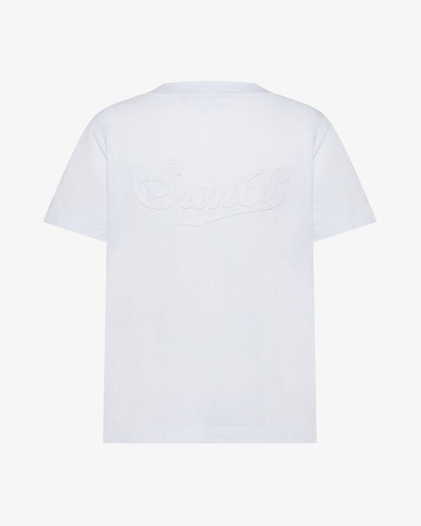 T-shirt mezza manica con ricamo logo vintage sul retro