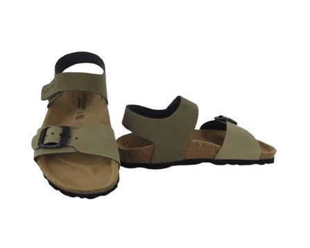 Sandalo in eco pelle con velcro e fibbia