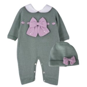 Tutina con fiocco e fiorellini con cappellino