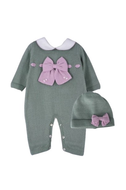 Tutina con fiocco e fiorellini con cappellino