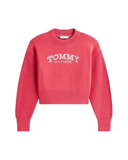 Maglione con maniche a costine e logo ricamato