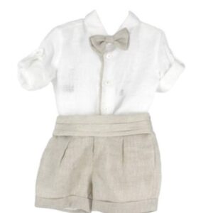 Completo camicia, papillon e bermuda in lino