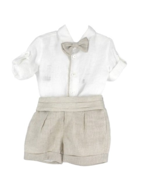 Completo camicia, papillon e bermuda in lino