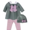 Completo due pezzi con fiocco e cappellino