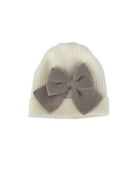 Completo due pezzi a costine con fiocco e cappellino