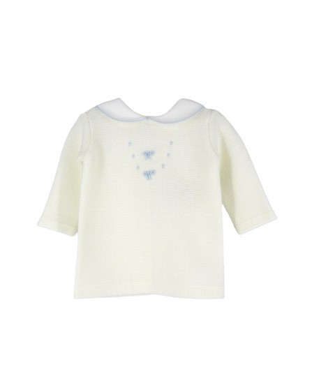 Completo due pezzi ricamo fiocchetti con cappellino pon pon