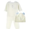 Completo due pezzi ricamo fiocchetti con cappellino pon pon