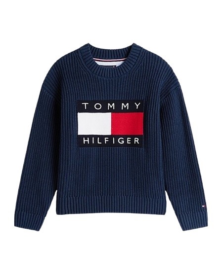 Maglione in maglia grossa con maxi logo