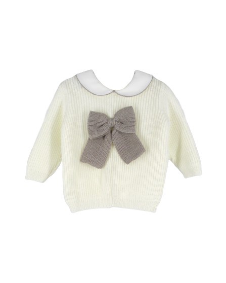 Completo due pezzi a costine con fiocco e cappellino