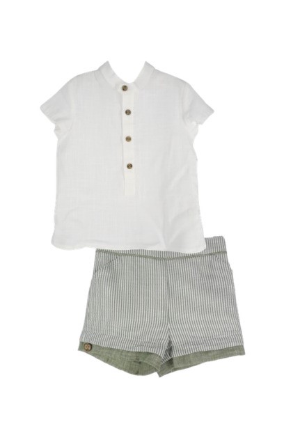 Completo camicia e bermuda a righe