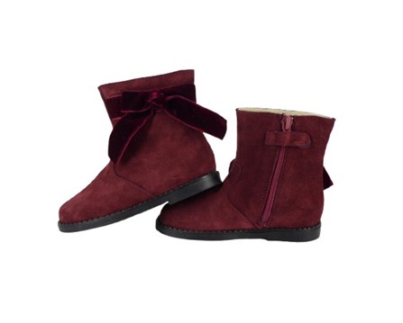 Stivaletto in camoscio con fiocchetto in velluto