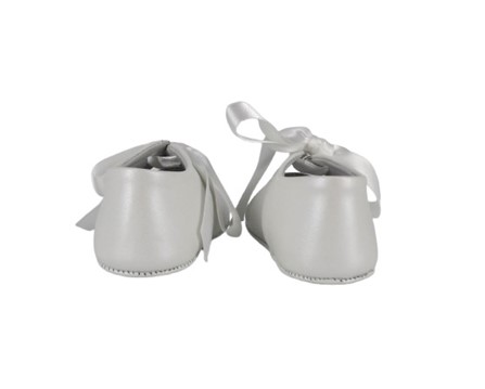 Ballerina culla in pelle con fiocco in raso