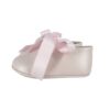 Ballerina culla in pelle con fiocco in raso