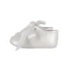 Ballerina culla in pelle con fiocco in raso