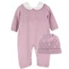 Completo due pezzi rombi e fiorellini con cappellino