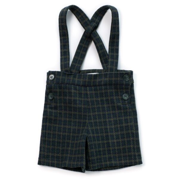 Completo camicia con colletto ricamato e salopette jacquard