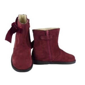 Stivaletto in camoscio con fiocchetto in velluto