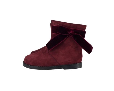 Stivaletto in camoscio con fiocchetto in velluto