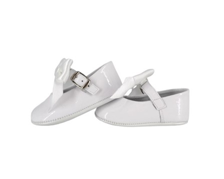 Ballerina culla in vernice con fiocco in raso