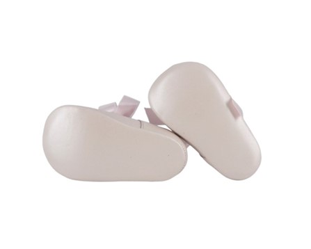 Ballerina culla in pelle con fiocco in raso