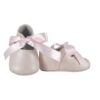 Ballerina culla in pelle con fiocco in raso