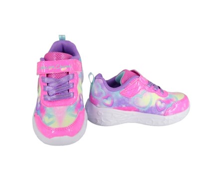 9ADC7D8294E05AF37013581347D4623E_ Scarpa ginnica con finti lacci e velcro con led