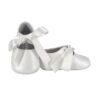 Ballerina culla in pelle con fiocco in raso