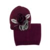 Cappello con fiori in lana cotta e collo
