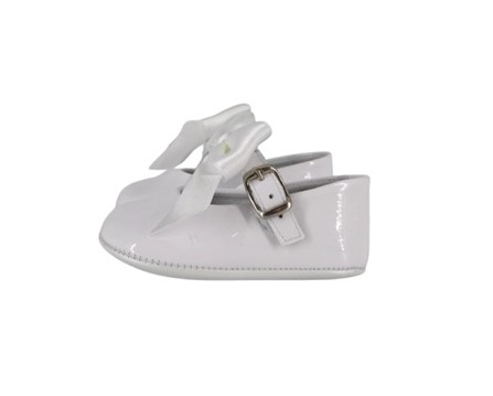 Ballerina culla in vernice con fiocco in raso