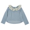 Felpa con colletto e gonna a balze in denim