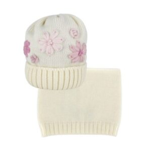 Cappello con fiori ricamati con collo