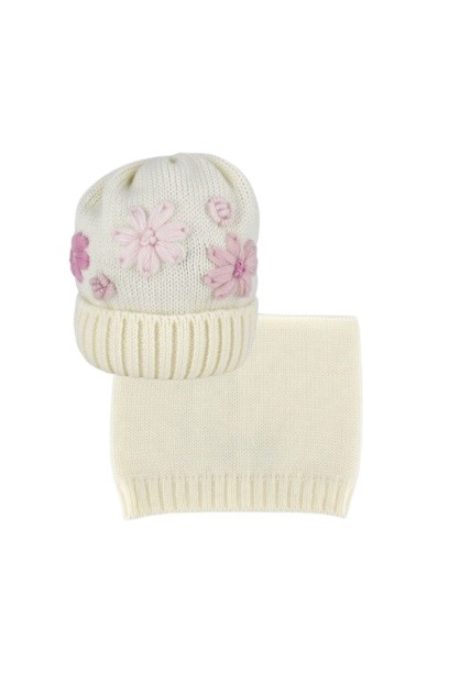 Cappello con fiori ricamati con collo