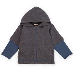 Felpa jaquard con zip e cappuccio