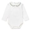 Completo camicia con colletto ricamato e salopette jacquard
