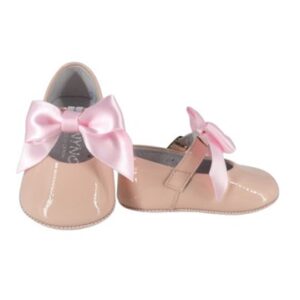 Ballerina culla in vernice con fiocco in raso