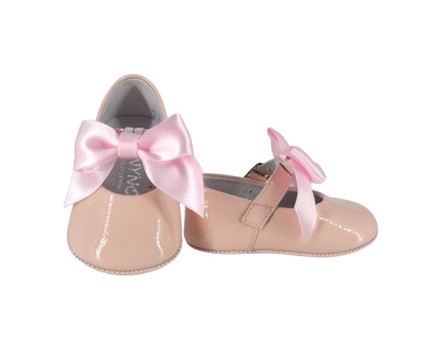 Ballerina culla in vernice con fiocco in raso
